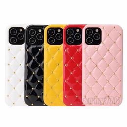 For Iphone 12 11 Pro XS Max Xr 8Plus Phone Cases Small Fragrance Style Rivet Leather Protective Case Luxury Design shockproof shell top quality