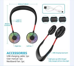 Foldable Neckband Fan Cooling with fragrance Neck cool for Camping Sport Tourism Cooler Portable LED Colorful
