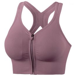 Sports Bra Front Zipper Shockproof Gathering Running Underwear Hollow Soft Beautiful Back Yoga Outfit