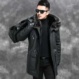 Men's Leather & Faux Genuine Jacket Men Liner Parka Mens Cow Coat Jaqueta Masculino Couro 4545 YY726