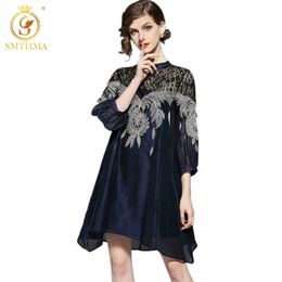 HIGH QUALITY est Designer Runway Dress Women Summer Women's Lace Patchwok Embroidery 210520