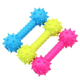 Make the Pup Happy Dog Teething Toys Balls With Bells Durable Dogs IQ Puzzle Chew for Puppy Small Doggy Teeth Cleaning Chewing Vocal Toy Dumbbell 3 Colours Red