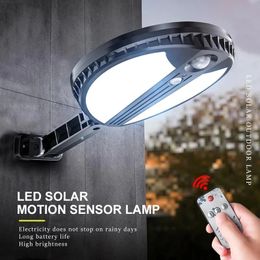 LED Solar Street Lights Outdoor PIR Motion Sensor Remote Control Waterproof Wall Lamp For Front door Garage Night Illumination