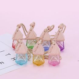 new Car Perfume Bottle Pendant Essential Oil Diffuser 9 Colours Bag Clothes Ornaments Air Freshener Pendant Empty Glass Bottle Perfume EWD173