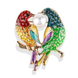 Pins, Brooches High Quality Crystal Brooch Colourful Birds For Women Gold Pins Jewellery Couple Trinkets