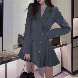 Blazer Dres Korean Long Sleeve Suit Spring Ladies Casual Office Clothing Fashion Designer Mini 210623