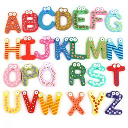 Wooden Wood Cartoon Crafts Education Alphabet Magnets Fridge Decorations Colourful Learning Toys English Children Home Early 26 Gifts 691 V2