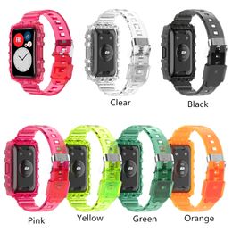 Armor Style Glacier Transparent Band Wristbands Straps For Huawei Watch Fit Wearable Bands Color TPU Bracelet Replacement Strap