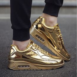 Mannen Schoenen Sneakers Gold Sliver Ademende Man Casual Schoenen Comfortabele Heldere Platte Schoen