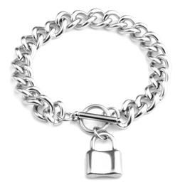 Charme pulseiras de prata cor moda ot fivela cadeado de aço inoxidável de aço inoxidável pulgles amizade para homens mulheres