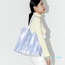 Evening Bags Trendy Designer Tie Dyed Canvas Bag Washed Cloud Cloth Shoulder 2021 Simple Ink Travel Handbags Hand