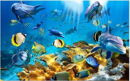 Custom photo wallpapers for walls 3d murals Fresh HD Ocean Underwater World Dolphin Children's Room Mural TV Background Wall papers home decor