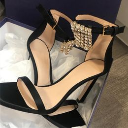 Crystal Sandals Woman Open Toe High Heels Sandalias Summer High-heeled Shoes Women Rhinestone Fringed Gladiator