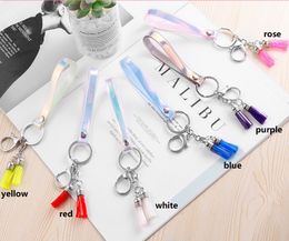 Creative transparent Dazzle colour Leather cord Key chain Keychain Ring couple car key chain small gift wholesale