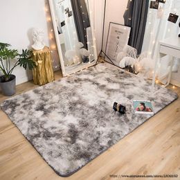 Carpets Nordic Modern Fluffy Tie-dye Living Room Centre Carpet Bedroom Bedside Children's Kitchen Non-slip Mat Customizable