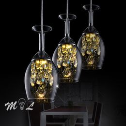 Modern Led K9 Crystal Pendant Light Creative Wine Glass Hanging Lamps Lamparas De Techo Colgante Moderna Home Deco Luminaires