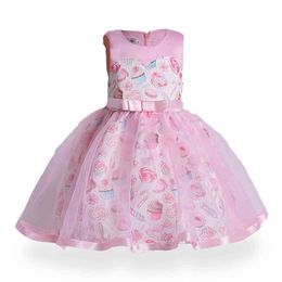 Princess Girls Dress Pink Birthday Wedding Party Baby Dresses Fancy Candy Cupcake Children Frocks Ice cream Girls Gown Dresses G1129