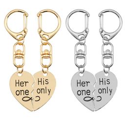 Keychains DIY Keychain For Women Girl Gold Heart Shaped Puzzle Pendant Accessories Charms Couple Jewelry Gift Drop