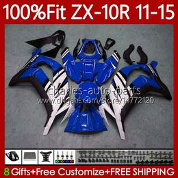 Injection mold For KAWASAKI NINJA ZX-10R ZX 10R 1000CC 10 R 2011-2015 Body 101No.147 ZX1000 C ZX-1000 White blue 2011 2012 2013 2014 2015 ZX10R 11 12 13 14 15 OEM Fairing