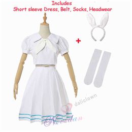 New Anime Cosplay Beastars Haru Costume Lolita Dress Wig Ears Women Japanese School Uniform White Rabbit Halloween Y0913