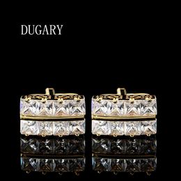 DUGARY Luxury shirt for men's Brand buttons cuff links gemelos Square crystal wedding abotoaduras Jewelry