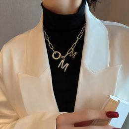 2021 Punk Style Hip Hop Thick Chain Short Necklace For Woman M Letter Pendant Necklaces Korean Fashion Hot Jewellery Sweater Chains
