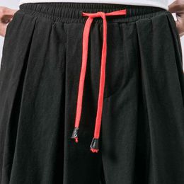 Linen Men's Trousers Nine Loose Wide Legs and Feet Plus Size Radish Pants Casual Harem Pants Y0811