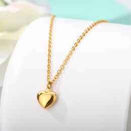 Designer Necklace Luxury Jewellery Stainless Steel Love Heart Pendant Rose Gold Chain & Link Wedding For Women