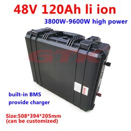 GTK 5000W Power 48V 120Ah Lithium battery with LCD display and BMS for satcom station houseboat yacht trolling+10A charger