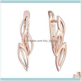 Jewelrywomen 585 Rose Gold Color Without Stone Three Leaf Link Together Earrings Dangle & Chandelier Drop Delivery 2021 Wtehg