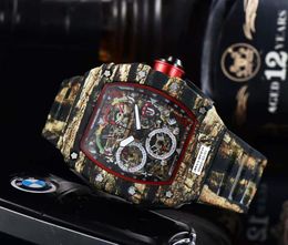 New top luxury men's watch quartz chronograph Swiss R men's ice out hip hop rubber strap sports men's watch254j
