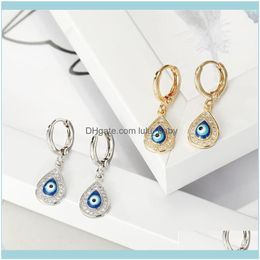 Hoop Jewelryhoop & Hie 1Pair Zircon Crystal Water Evil Eyes Earrings For Womens Jewellery Rhinestone Teardrop Small Ear Hoops Earring E6981 Dr