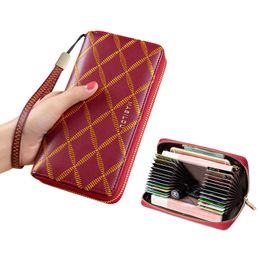 Clutch Bag Women Zipper RFID Blocking Genuine Leather Wallet Long Purse Business wallet Female