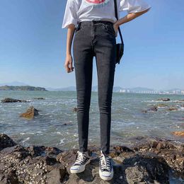 Jeans Women High Waist Slim Fit Tight Elastic Straight Leg Pencil Pants Female Fashion Wild 210423
