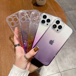 Ultra-Handyhüllen Thin Gradient Clear Case für iPhone 13 12 11 Pro Max Mini X XR XS 6S 7 8 Plus SE Slim Soft TPU Cute Transparent Cover