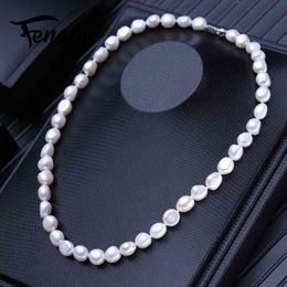 FENASY Natural Freshwater Pearl Necklaces For Women Baroque Long Necklace Wedding Jewellery Neck Accessories