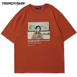 Men's T-shirt Painting Printed Summer Short Sleeve Hip Hop Oversize Cotton Casual Harajuku Streetwear Top Tshirts Clothing 210601