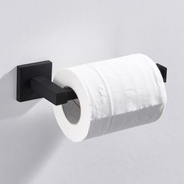 Bathroom Toilet Paper Holder Black Stainless Steel Wall Mounted Toilet Roll Towel Shelf Waterproof Kitchen Bathroom Accessories 210320