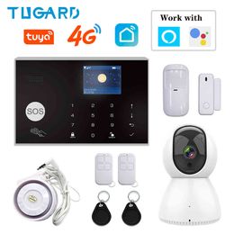 Wifi Gsm 3G 4G System 433MHz Home Burglar Alarm Wireless Wired Detector TFT Touch Keyboard 11 Languages Compatible Alexa