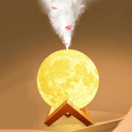 880ml USB Aroma Diffuser Ultrasonic Essential Oil Air Humidifier Full Moon Lamp Night Light Cool Mist Purifier For Office 210709