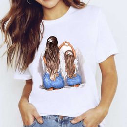 T-Shirts Top für Frauen Cartoon 90er Jahre Love Sweet Cute Mama Mom Love Kleidung Print Lady Graphic T-Shirt Damen Female Tee T-Shirt X0527