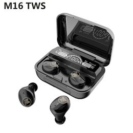 M16 TWS BT5.1 Bluetooth Earphone Large-screen LED Digital Display Touch Control Blue tooth 2000mAh Earbuds for Mobile Charging