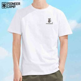 Pionner Camp 2021 Boy t-shirt Men Oversized 100% Cotton Black White Simple Style Streetwear Summer Tshirts ATK01106131 G1229