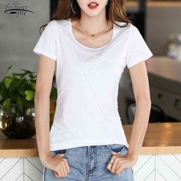 Summer Slim Solid Short Sleeve Shirts Women Korean Style Casual Cotton Women's Blouse Plus Size Pullover Womens Tops 9508 210521