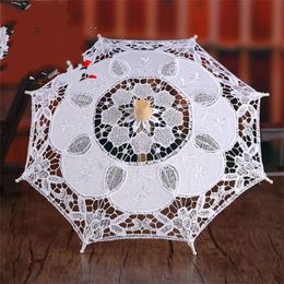 White pure white lace umbrella embroidered cotton European wedding photography props umbrella 48ny M2