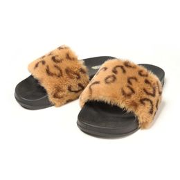 Women's Faux Fur Slides Glitter Rhinestone Platform Sandals Black Gold Fur Story Fs19s09 Fs19s11 Q0508