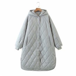 Women Winter Warm Loose Parka Jackets Coats Thicken Hooded Down Cotton Solid Female Fashion Plus Size Parkas Outerwear 210513