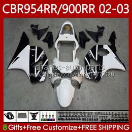 Bodywork For HONDA CBR 954 900 RR CC CBR900 CBR954 RR 02-03 Bodys 61No.45 CBR 900RR 954RR 900CC Black white CBR954RR 02 03 CBR954-RR CBR900RR 2002 2003 OEM Fairing Kit