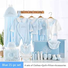 Top 21Pcs /18Pcs born Baby Rompers Infant Pure Cotton Gift Clothes Sets I Love Mommy Underwear Suits 210816