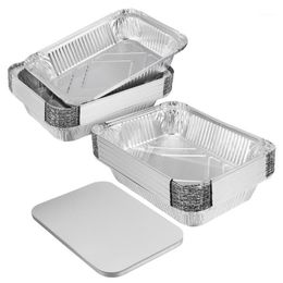 Gift Wrap 50pcs Portable Aluminium Foil Barbecue Pans Disposable Containers (Silver)